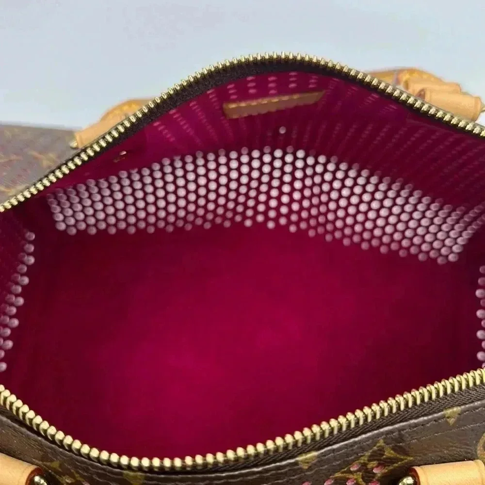 Louis Vuitton Speedy 30 Fuchsia Limited monogram perforated bag purse - Picture 10 of 13